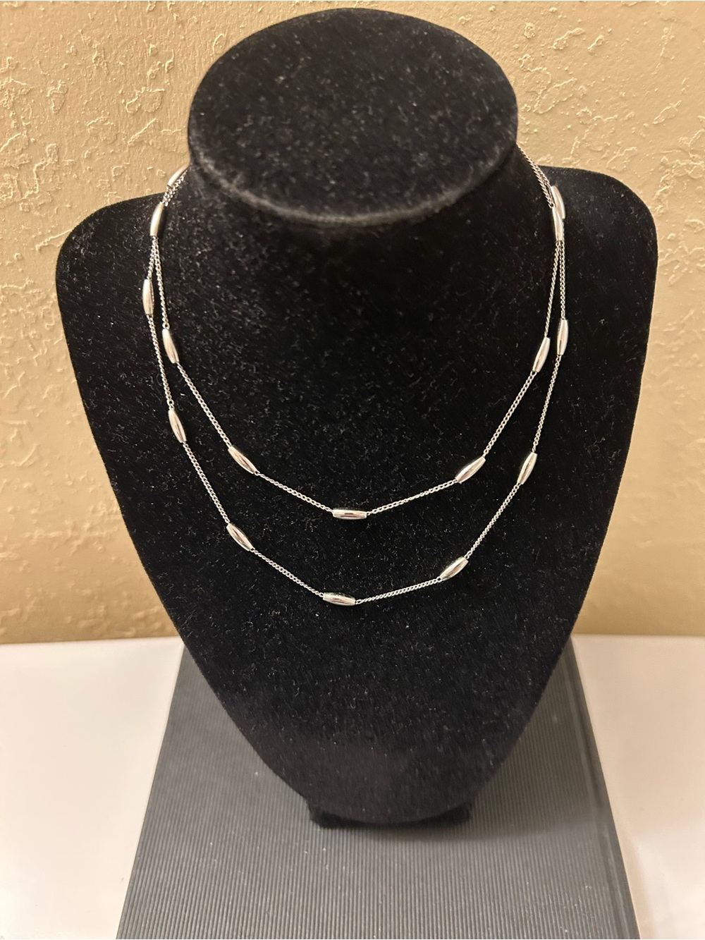 Vintage Trifari Double-Layer Silver Bead Necklace - Women Jewelry